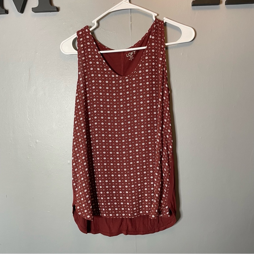 LOFT Women's Red Polka Dot Top size‎ SP